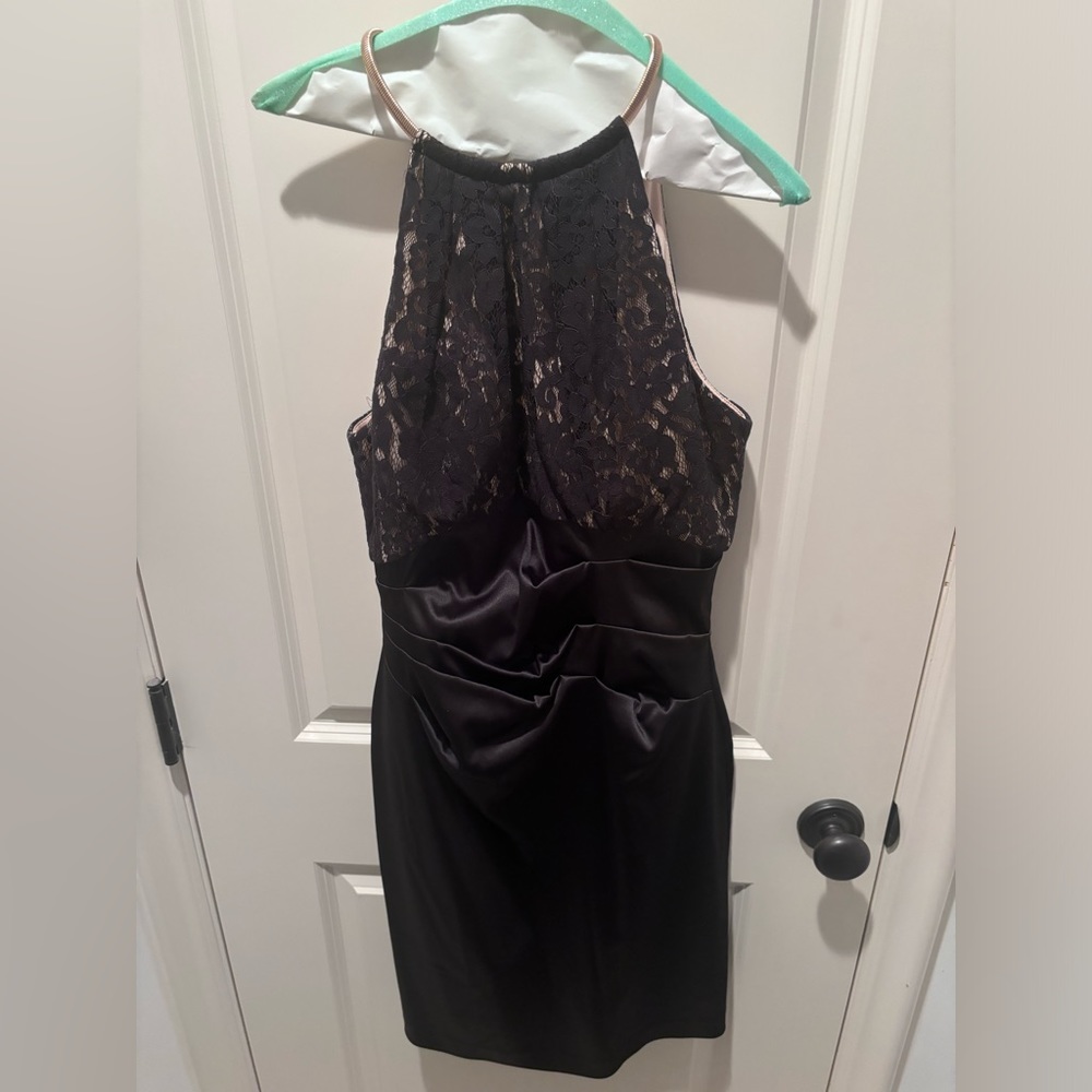 Lace and satin cocktail dress